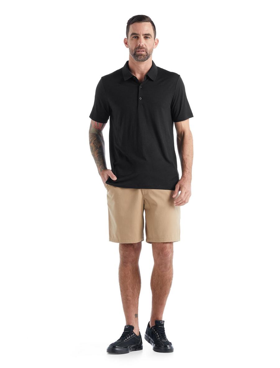 Icebreaker Merino Tech Lite II Rövid Sleeve Polo Férfi Póló Fekete | HU 1161NWYB